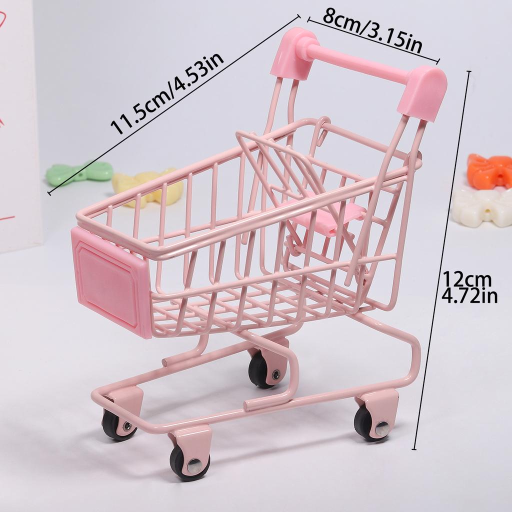 1pc Multicolor Mini Shopping Cart Storage Organizer Funny Small Gift Container Candy Packaging Mini Cart Jewelry Storage basket