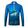 Men's Long Sleeve Mesh Fishing Shirt: Outdoor Sun Protection, Breathable, Sweat-Absorbent, Stand Collar, Printed Design.