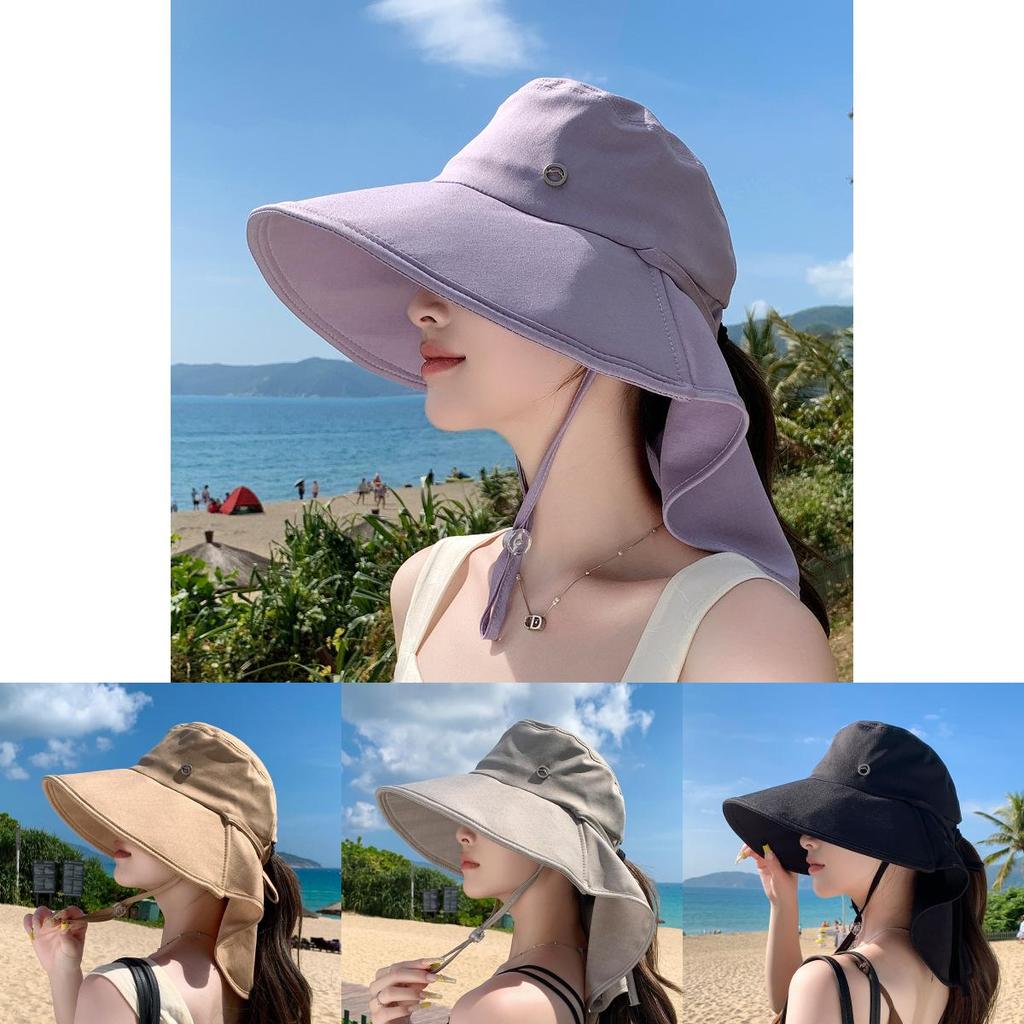 Summer Wide Brim Fisherman Hat With Ponytail Hole For Outdoor Sun Protection