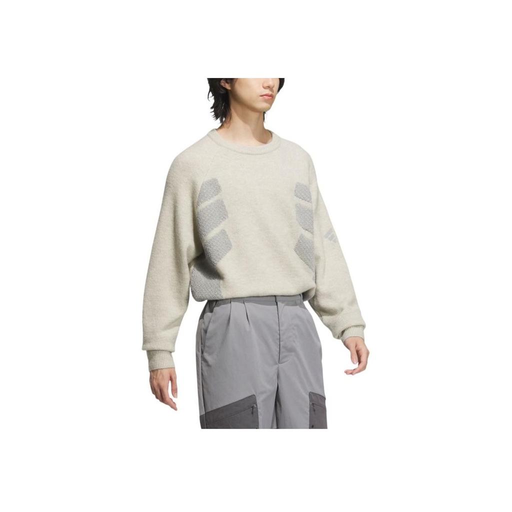 Adidas FW24 FUSTL Series P Crew 2 Simple Casual Versatile Knit Sweater Men sweater Light-Sesame Earth-Gray JW6684