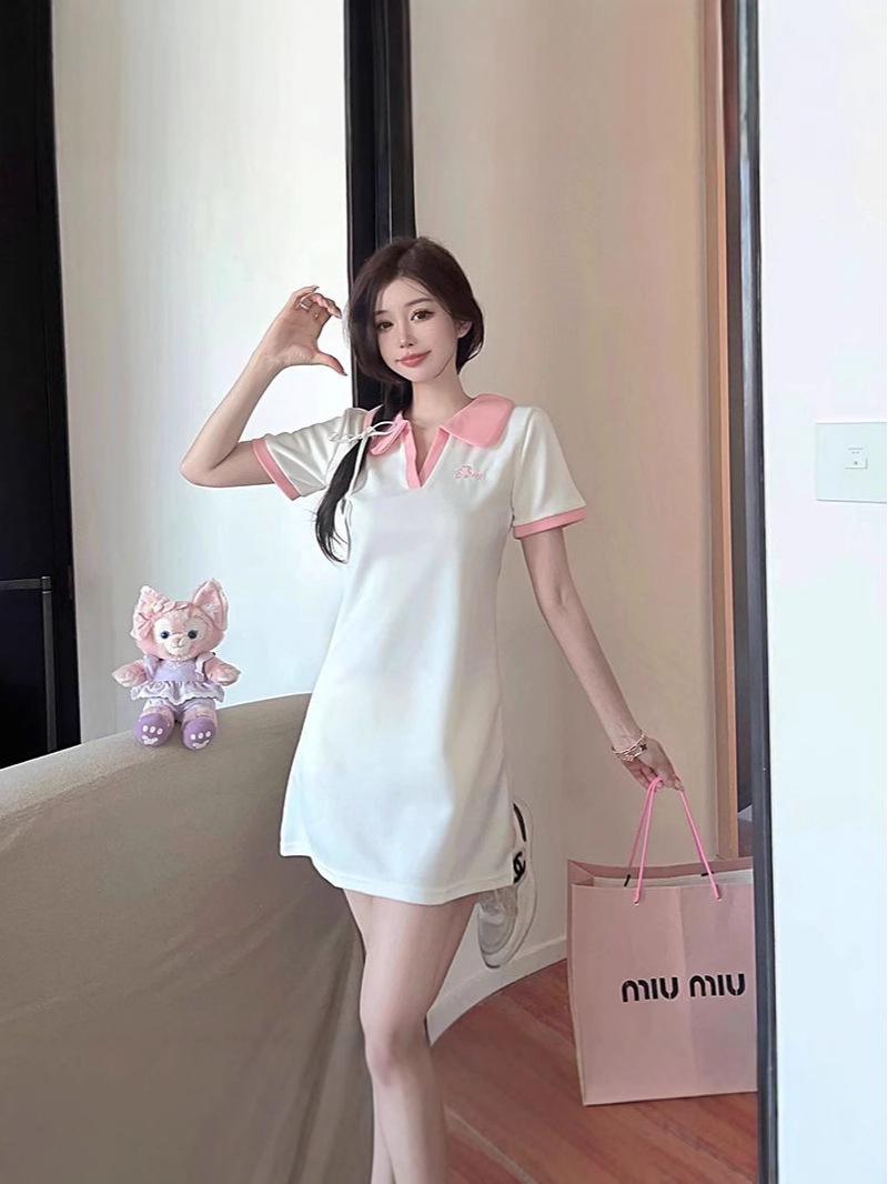 

Маленькое платье-поло в стиле преппи во французском стиле: Сладкий и Острый Летний Выпуск XXL бежевый