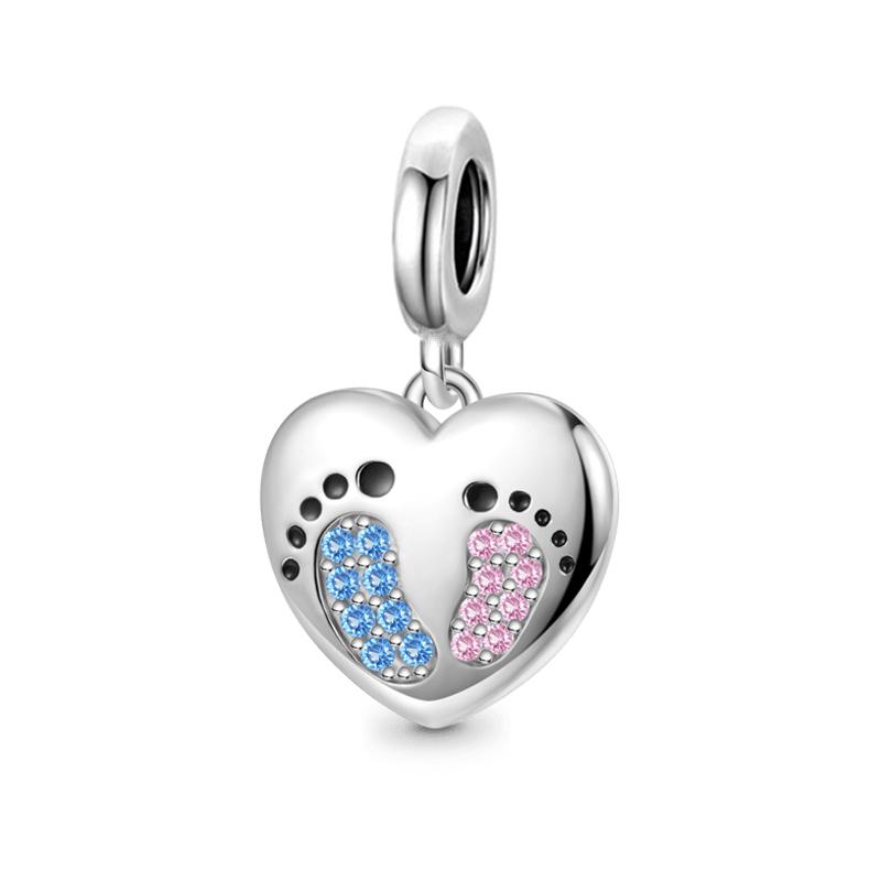 New Copper Plating Fashionable Birthday Cake House Footprints Charm Pendant Suitable For Original Bracelets Women'S Diy Jewelry