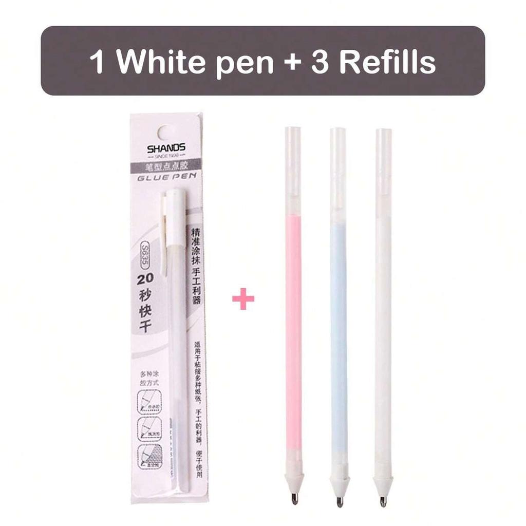 1+3Pcs Macaron Dispensing Pen Student Diy Hand Account Manual Quick-drying Glue Dispensing School Office Supplies Stationery