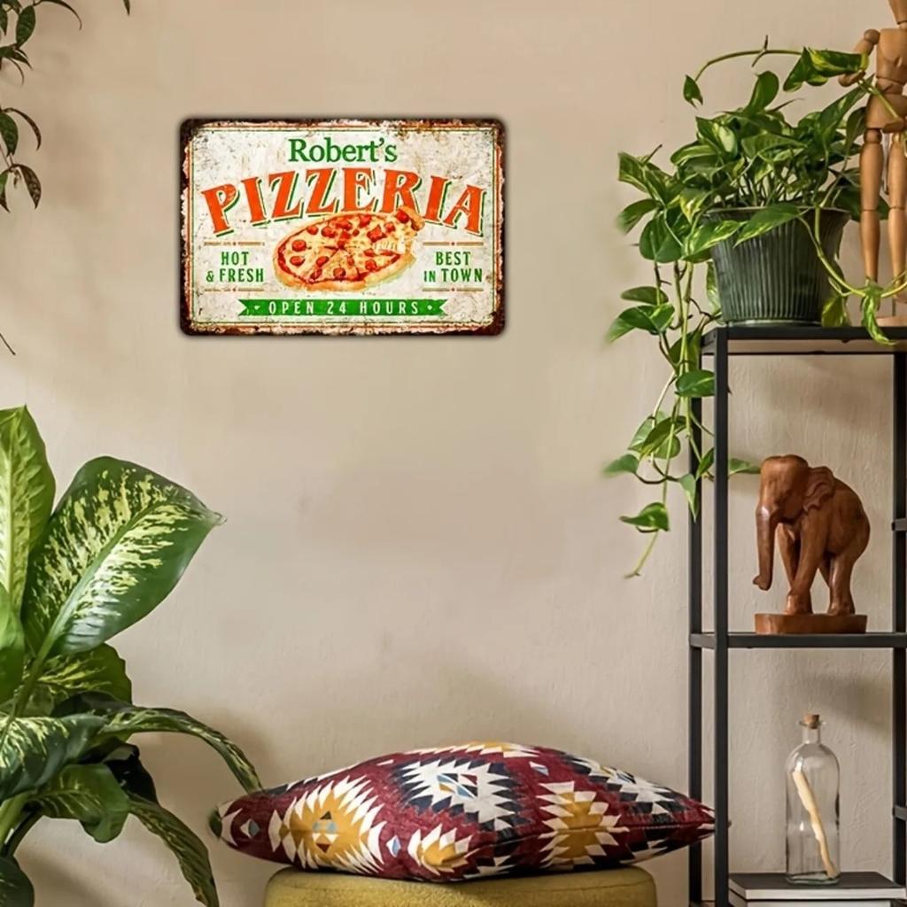 Custom Pizza Aluminum Metal Sign Personalized Text Wall Decor for Pizzeria Kitchen Home Decoration