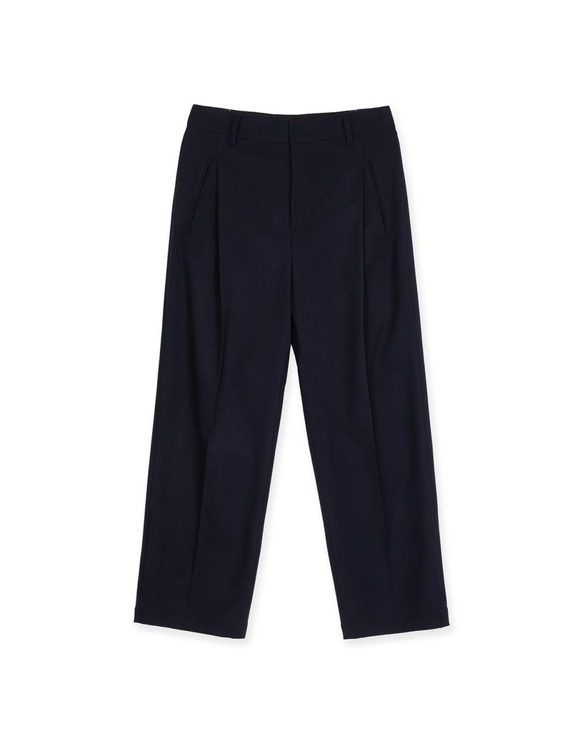 Sinkia Asymmetric Pleated Belted Trousers Navy