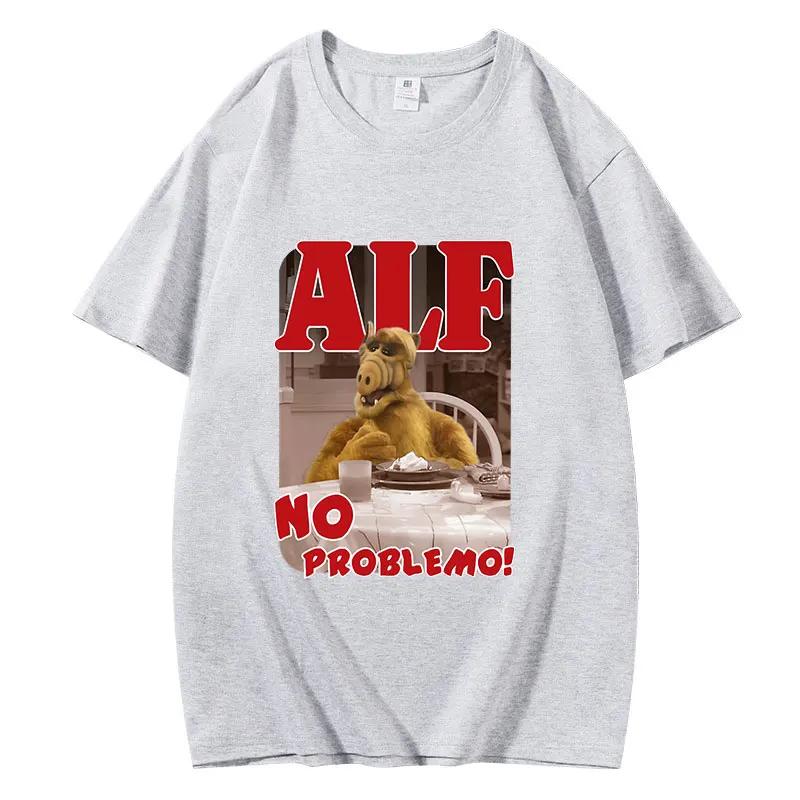 2025 Summer T-shirts ALF NO PROBLEMO Printed Women Short Sleeve Breathable O-Neck Casual Tops All-math Loose Tee Tops