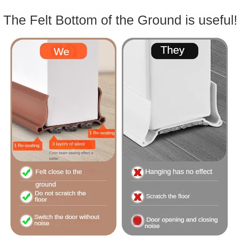 New Mute Door Bottom Sealing Strip Door Insulation Antimosquito Sealing Without Glue Wool Strip Bedroom Sound Insulation Strip