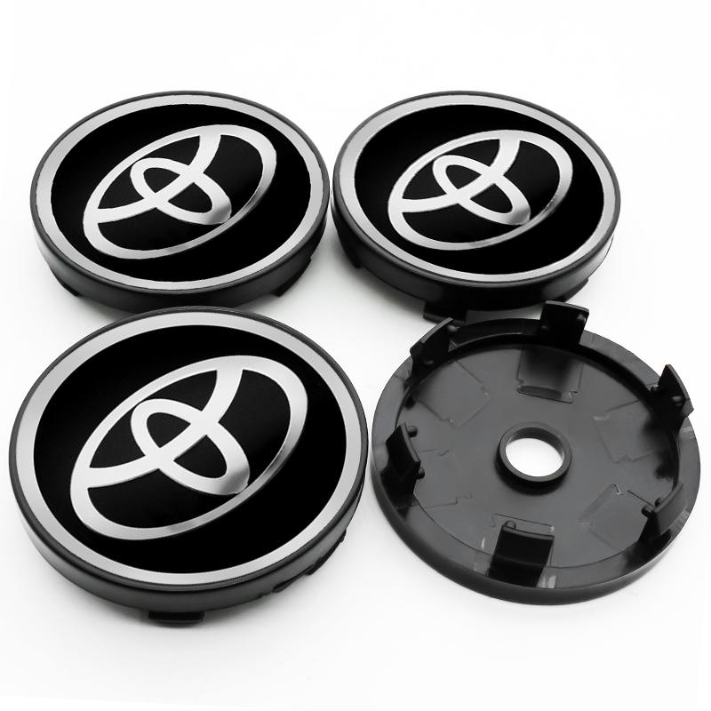4 Stück 56+60mm Auto Radnaben-Plaketten Aufkleber Mittelkappen Felgenabdeckung Auto Zubehör Für Toyota Prado Yaris Hilux Verso Fortuner Supra