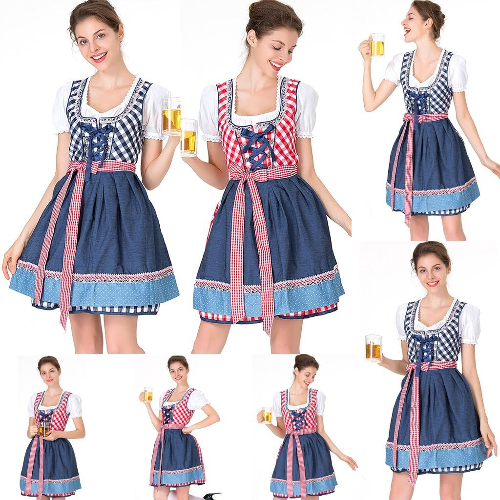 Oktoberfest Plain Dress Costume For Women Featuring Charming Vintage Style Design