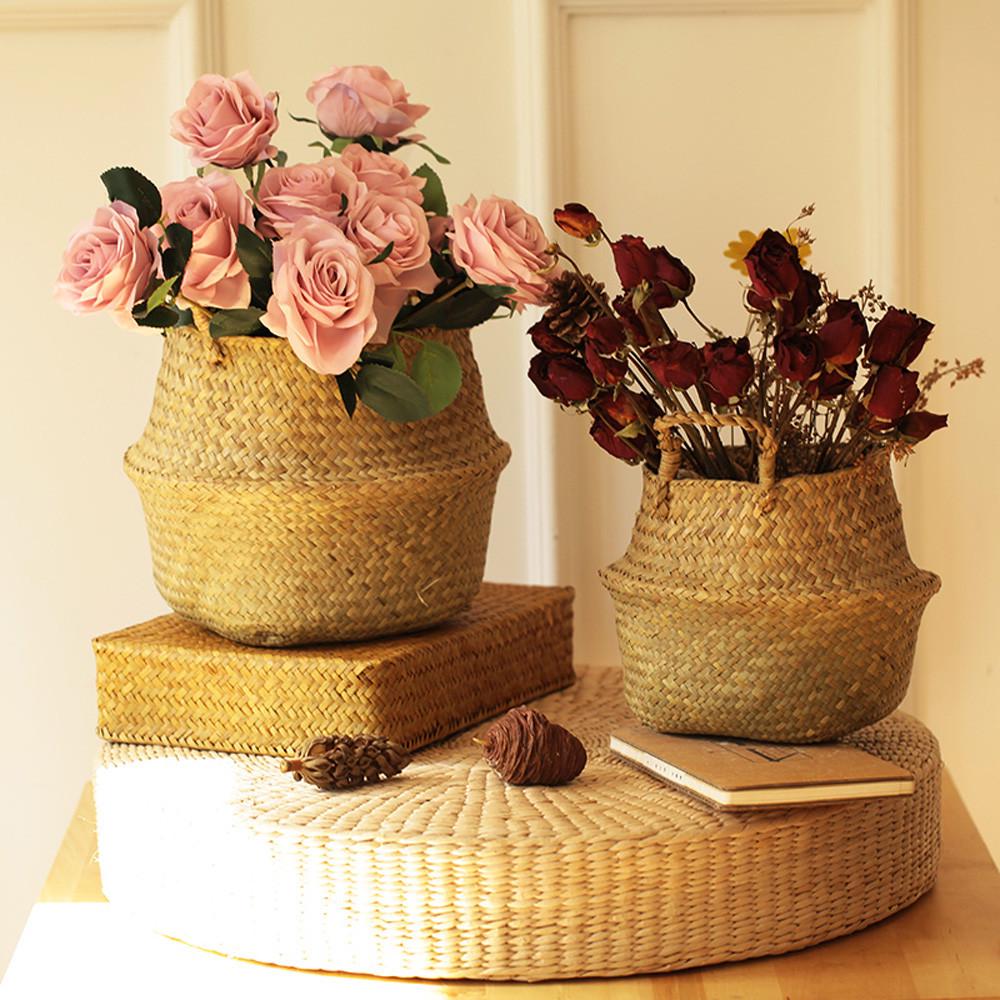 Seagrass Wicker Basket Wicker Basket Flower Pot Folding Basket Dirty Basket