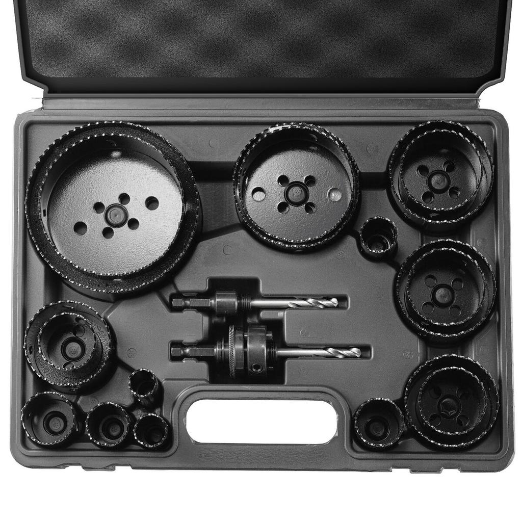 Kit de scie cloche, 18 pièces de lames de scie, 6 forets, 1 clé hexagonale, Ensemble de scies cloches Bi-métal M42 avec mallette de transport, Tailles d'usage général de 3/4" à 4-1/2",