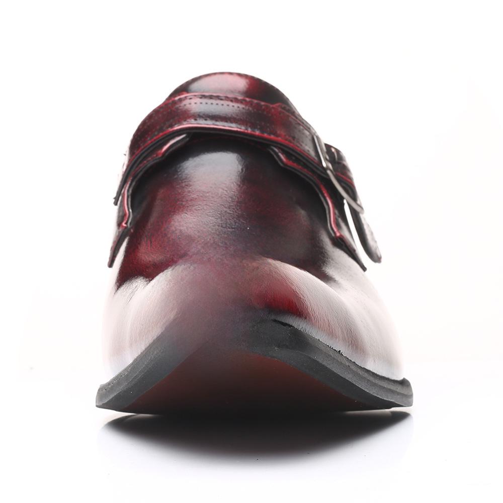 2025 Men's Pointed Toe Buckle Low-Heel Leather Shoes - Large Size Gentleman Style