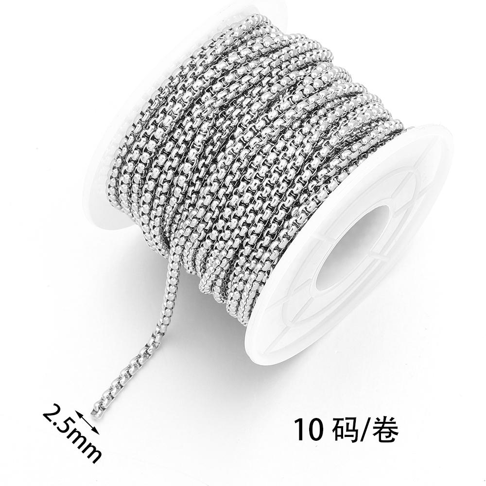 10Yards 2/2.5/3mm Stainless Steel Chain Square Rolo Chain Bulk Box Chain For Women Men DIY Necklaces Jewelry Making Accessories