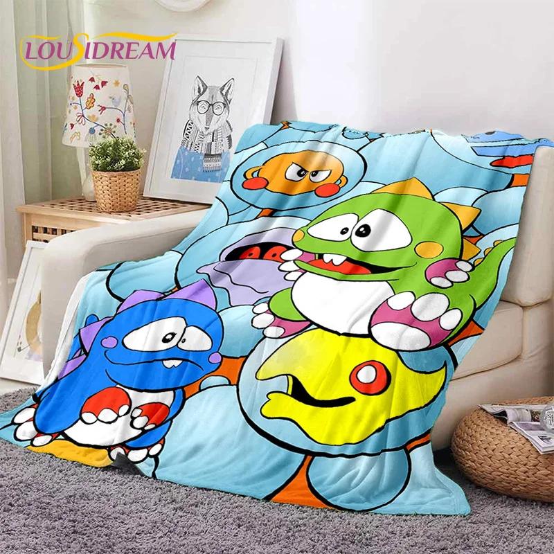 Cartoon Bubble Bobble Puzzle Bobble Retro Game Soft Flannel Blanket for Beds Bedroom Sofa Picnic,Throw Blanket Outdoors Leisure
