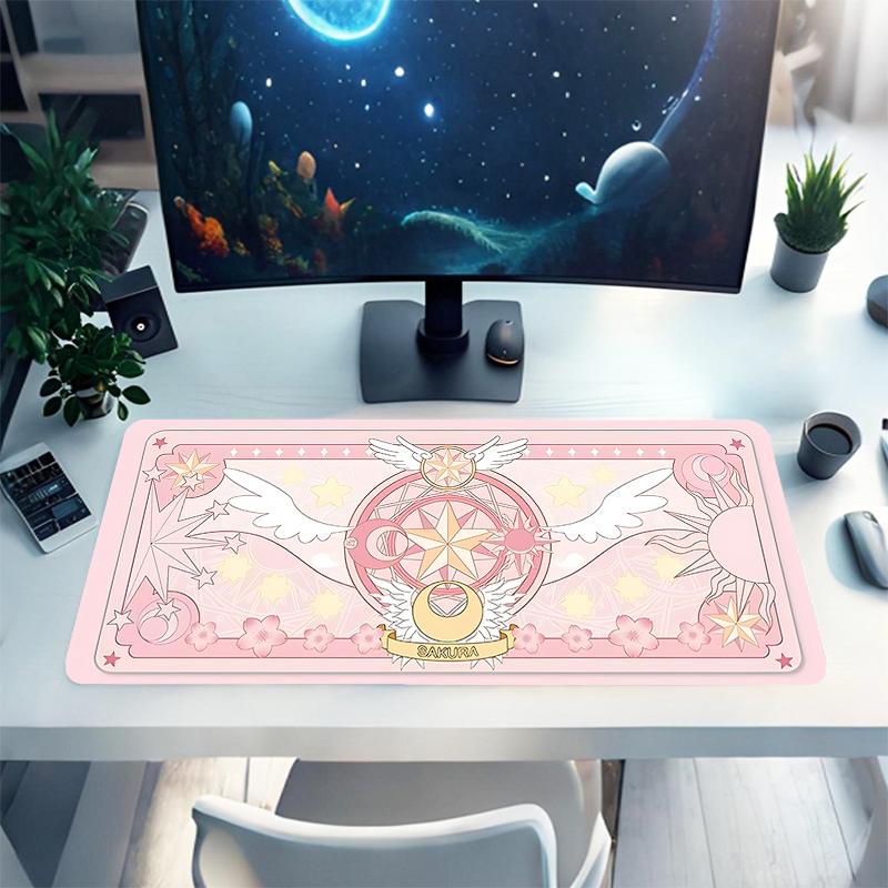 1Pc Magical Pink Card Gaming Mouse Pad Keyboard Desk Mat Non-slip Rubber Lock Edge Waterproof Computer Mousepad for Office Home Decor Y1388