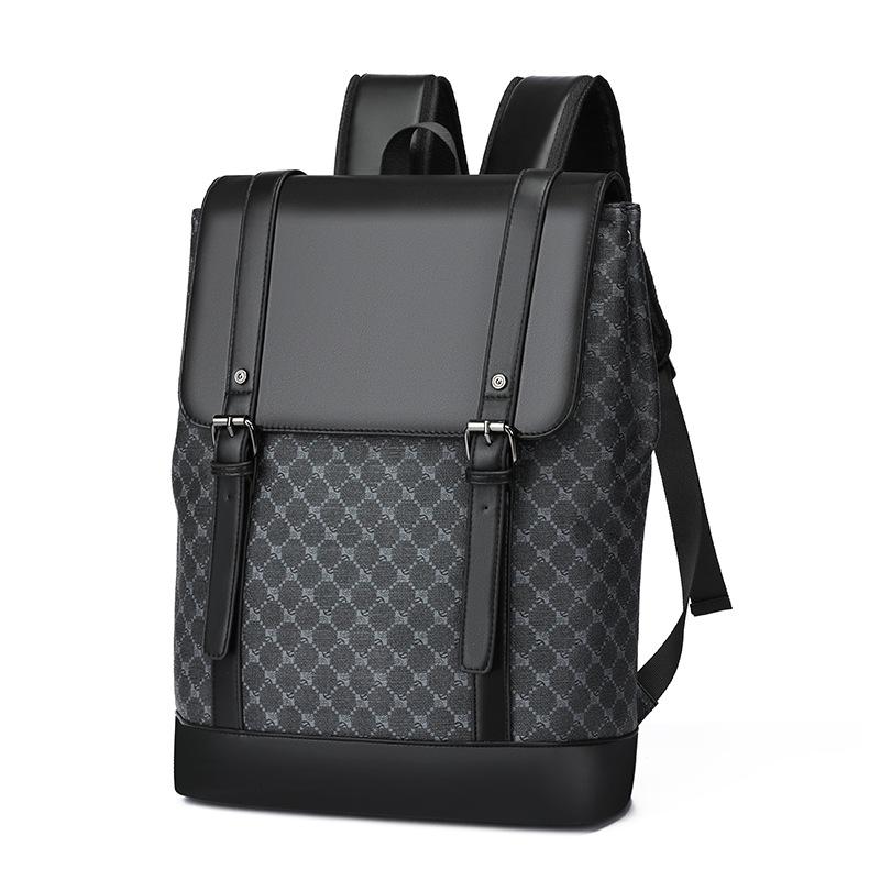 PVC Leather Bag with Cover for Men  Large Laptop Backpacks  Male Teenager Backpack  Boys  Business Bags