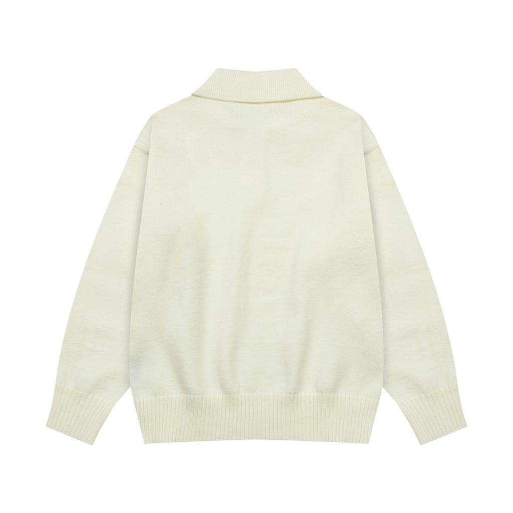 AMI Pulover cu guler polo jacquard cu inimă mare nou de toamnă și iarnă pentru cuplu