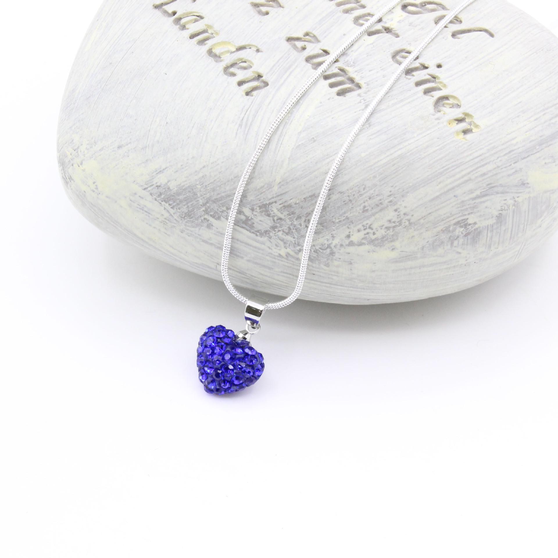 Versatile Rhinestone Heart Necklace with Diamond-Clay Pendant