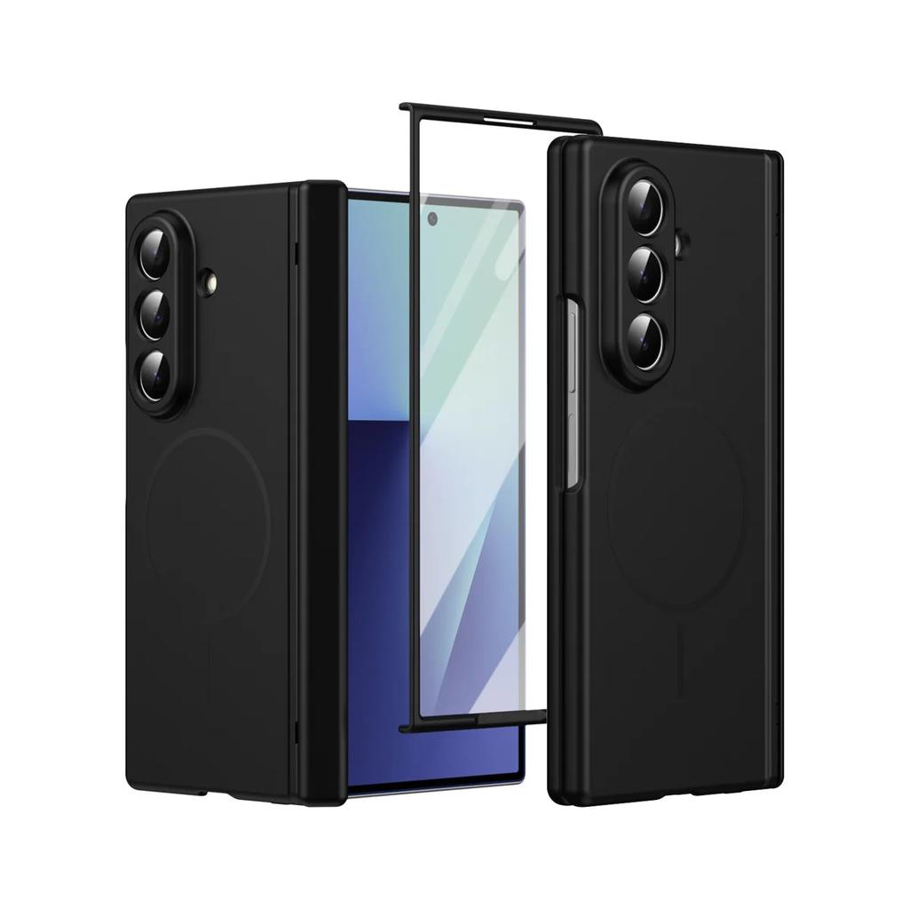 Hinge Protective Magnetic Phone Case for Samsung Galaxy Z Fold 7 6 5 4 3 5G for Magsafe Fold7 Fold6 with Screen Protector Cover