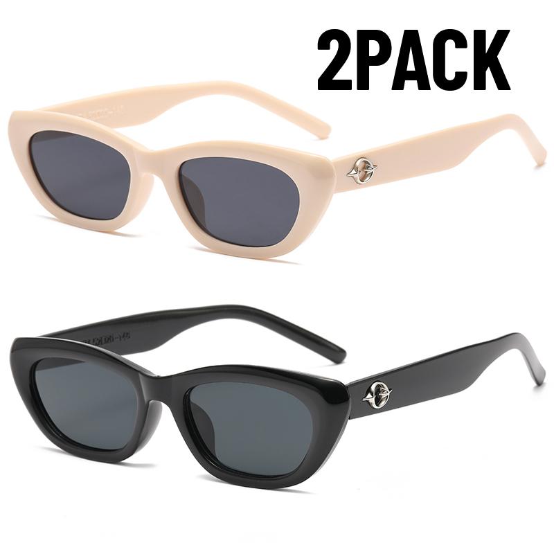 2PACK New Vintage Small Cat Eye Sunglasses Women Luxury Designer Retro Sun Glasses for Ladies New Fashion Sunglass UV400 Eyewear