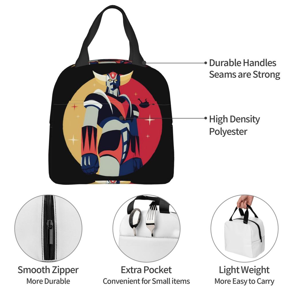 Custom Robo Grendizers Lunch Bag Women Warm Cooler Insulated Lunch Boxes for Adult Office