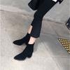 Womens Boots Spring Pointy Fleece Mid Heel Women's Boot New Thick Heel Ankle Boots Woman Shoes for Women High Heels Zapatos