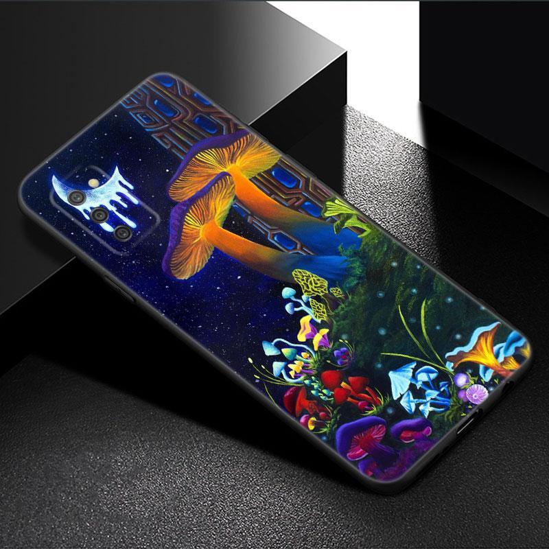 Aesthetic Trippy Mushrooms Phone Case For Samsung Galaxy A01 A03 Core A04 E A02 A05 A10 A20 A21 A30 A50 S A6 A8 + A7 Black Cover
