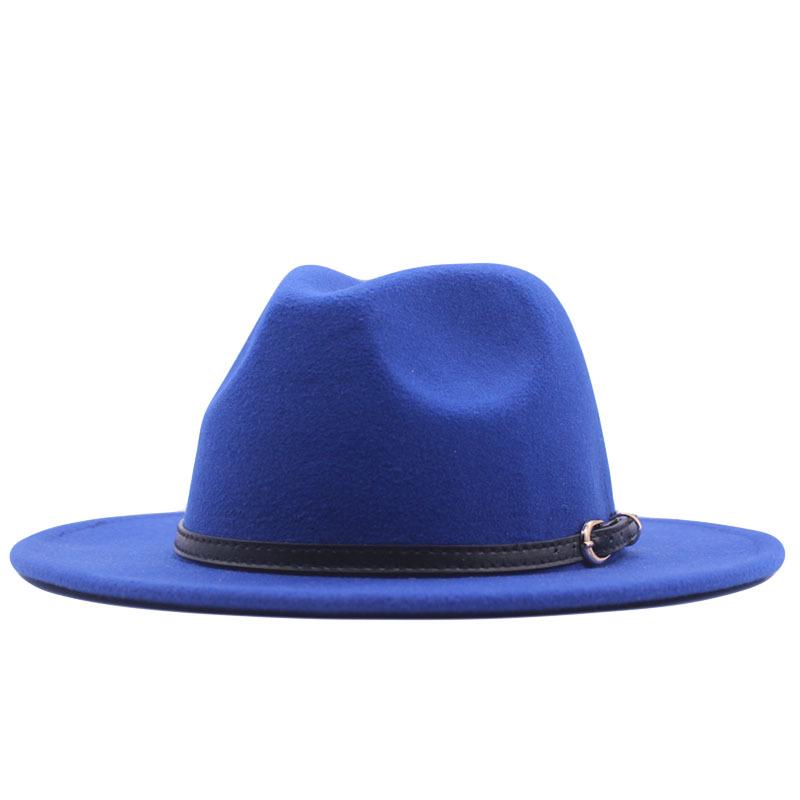Women's Wool Fedora Hat with Flat Brim - Autumn/Winter Accessory in Solid Black Jazz Style