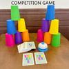 1SET/54 Cards 12 Cups 1 Rattling Game Set Puzzle Competition Cup Stacking Table Games Stacking Tower Games, Christmas Gifts Interactive Toys