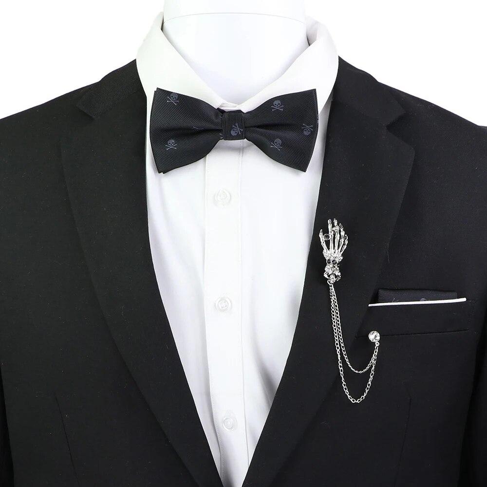 Набір краваток-метеликів, візерунок із зображенням черепа-дракона, чоловіки, платок із метеликами, брошка з китицями, весілля, вечірка на Хелловін,