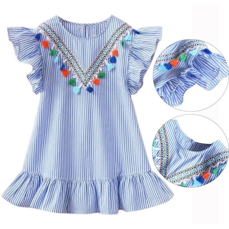 New Kids Dresses for Girls Clothes Summer Girl Stripe Princess Dress Toddler Baby Dress Children's Clothing