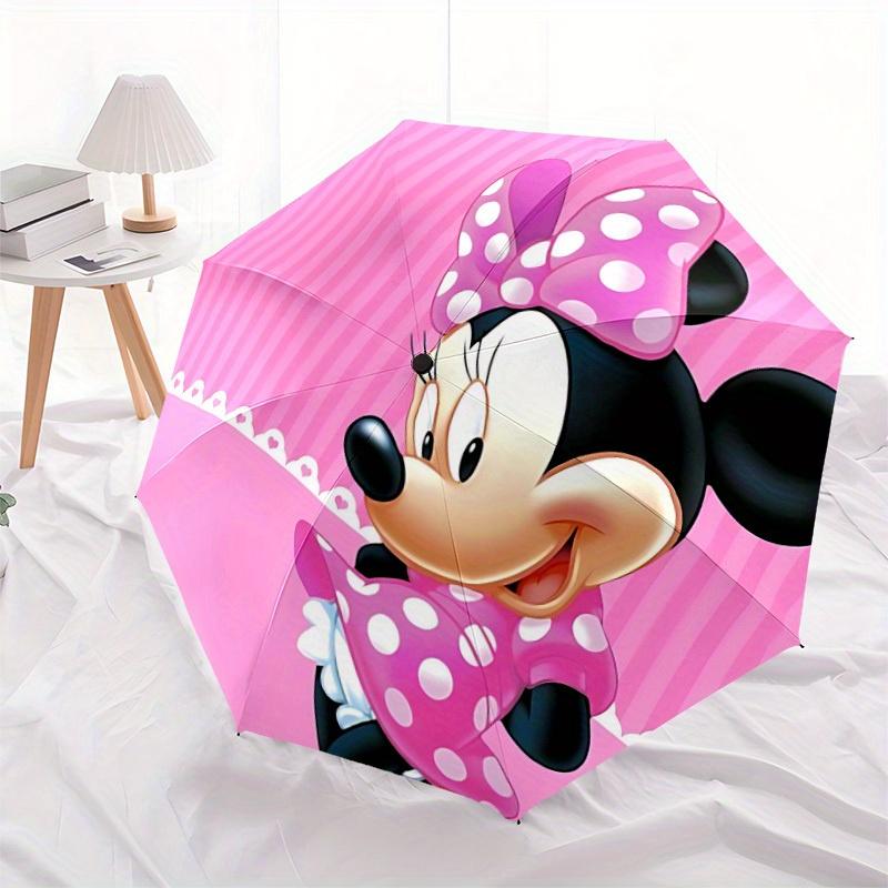 1pc Minnie Mouse Automatic Folding Umbrella, 8-Rib Portable & Foldable Design, Highqualityy0722056