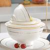 NHZHIW 5-Inch Gold Rim Ceramic Dining Bowl