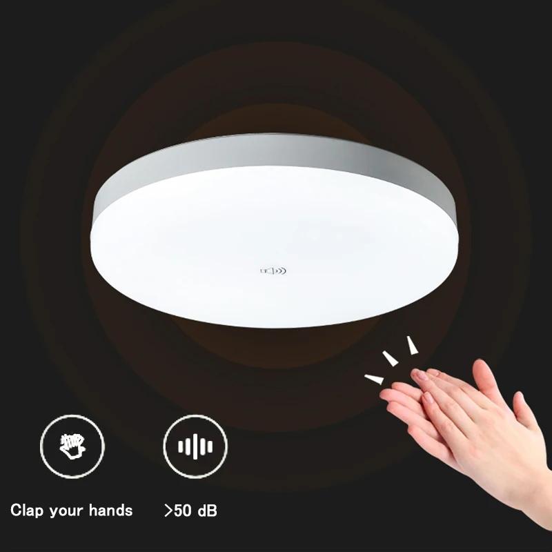 Ultra-thin Household Voice-controlled Ceiling Lamp AC220V 12W 18W with Human Body Infrared/radar Sensor Staircase Balcony Lighti