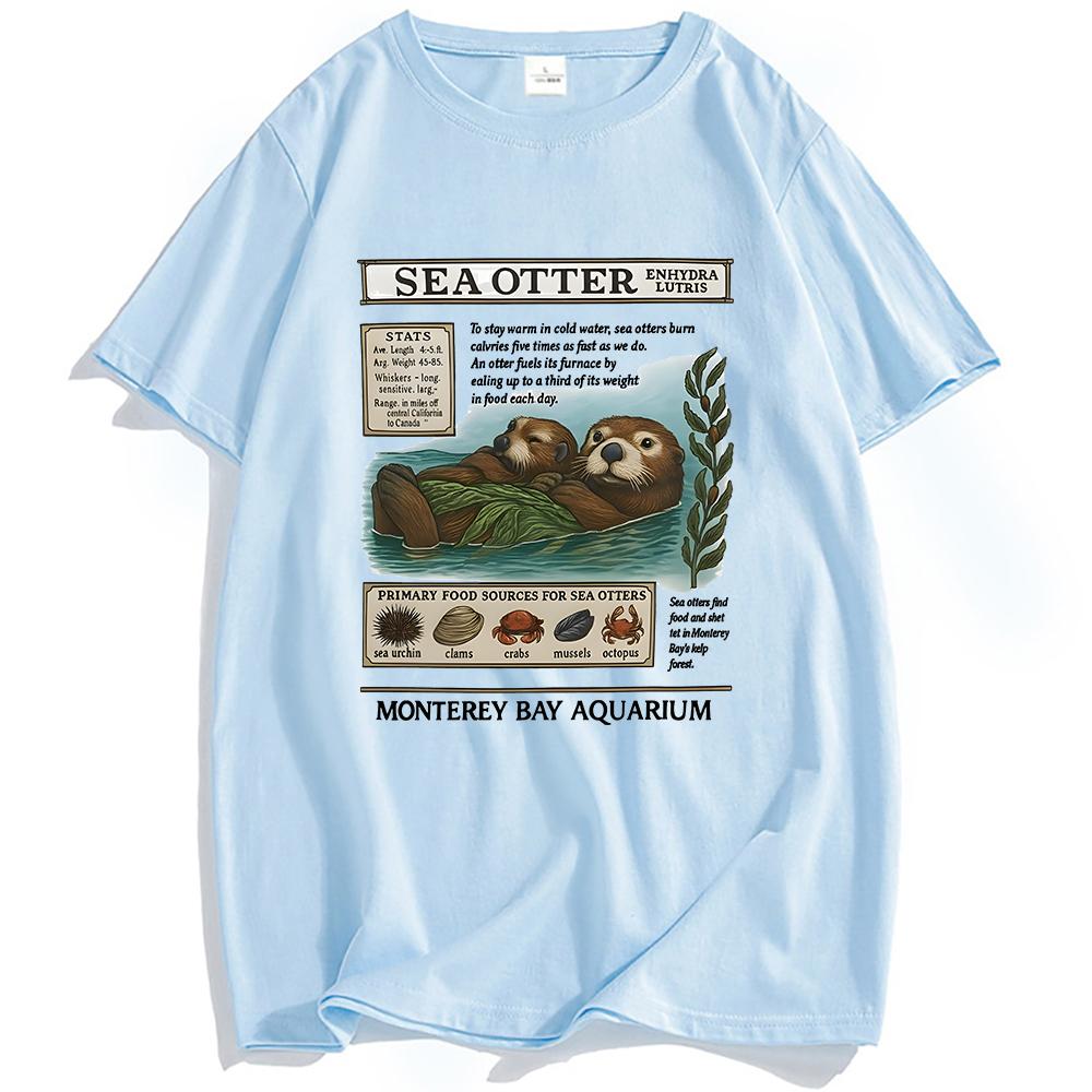 Seeotter Monterey Bay Aquarium T-Shirts Grafikdruck Kleidung Unisex Streetwear Kurzarm Baumwoll T-Shirts Unisex Oberteile