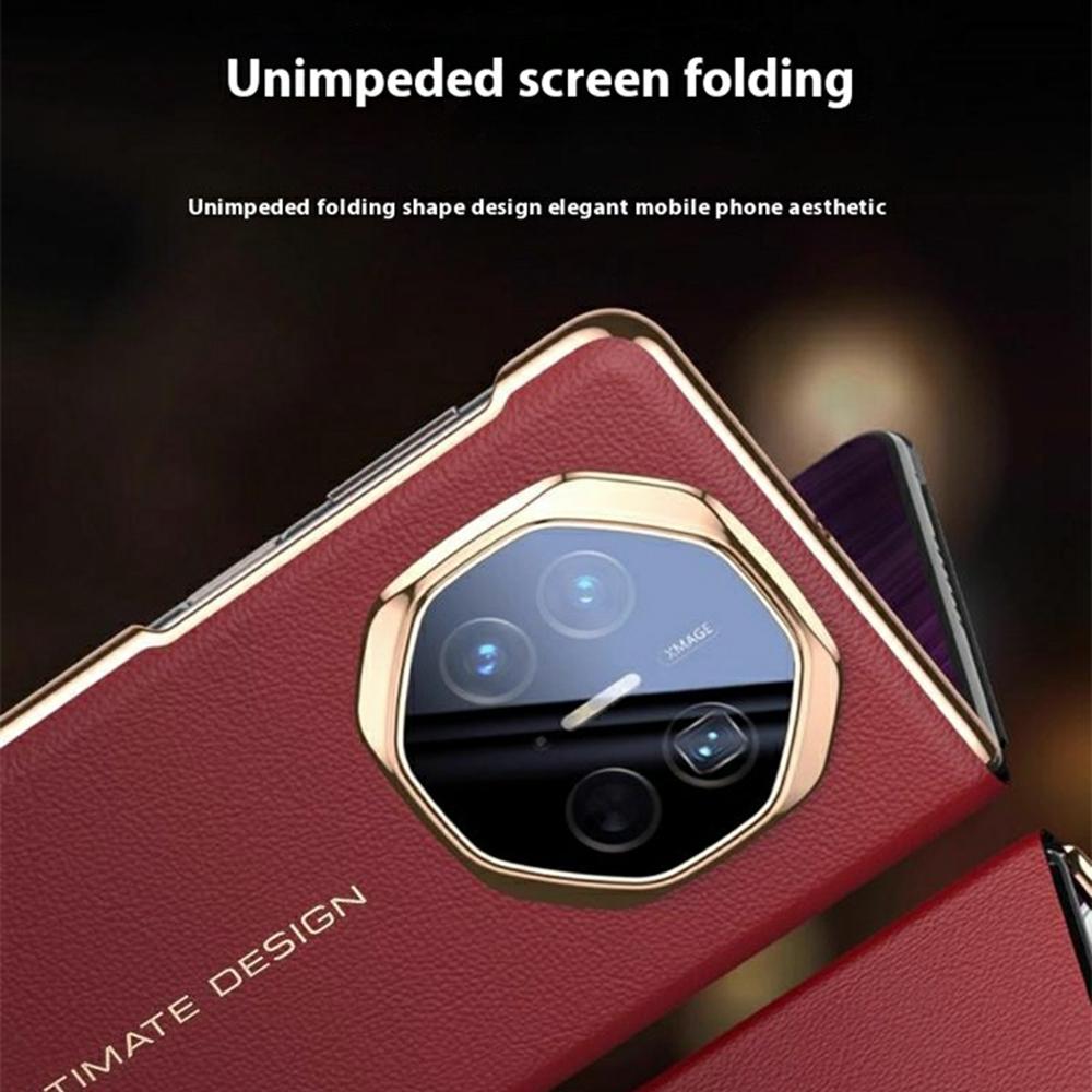 

For Huawei Mate X5 Case View Window Genuine Cow Leather Smart Phone Cover Black