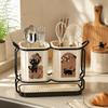 Cute Cat Kitchen Storage Basket Standing Durable Cutlery Holder Organizer No-drill Utensil Drying Rack Household