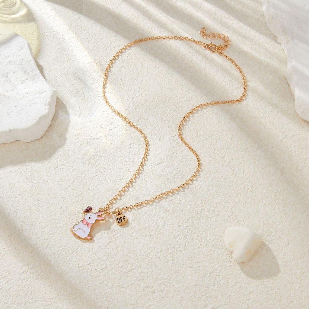 Enchanting Bunny Themed Necklace Set For Children Featuring Colorful Heart Design Easter For