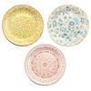 Mino Ware Nordic Flower Dish Plate Set of 3, 18.7cm Diameter, Yellow, Red, and Blue, Made In Japan, Microwave and Dishwasher Safe