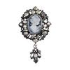 Women Brooch Retro Victorian Human Profile Rhinestone Decor Anti-slip Hollow Out Suit Coat Collar Hat Scarf