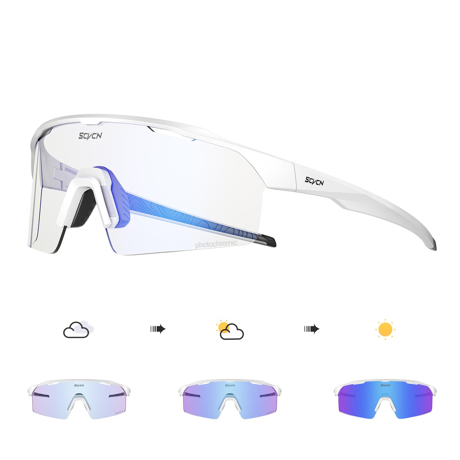 SCVCN Photochromic Cycling Glasses UV400 MTB Road Mountain Bike Racing Sunglasses for Outdoor Sports Photochromic