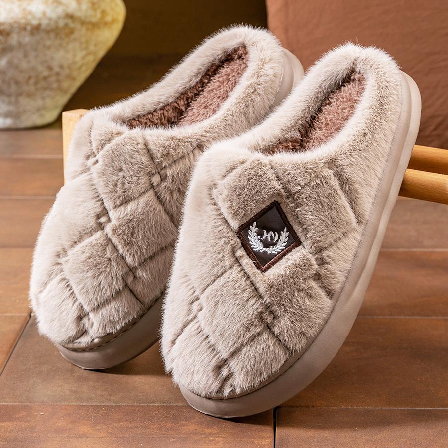 

Платформенные тапочки для мужчин Зимние Домашние Теплые Мягкие Пушистые Подошва из ЭВА Комнатная Обувь Уютные Домашние Тапочки с Пеной Памяти Большого размера 48/49 хаки