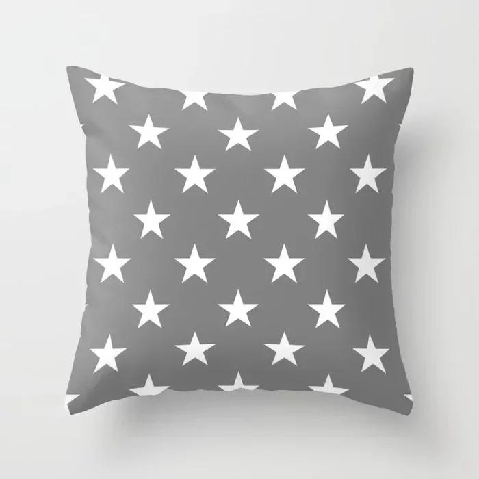 Modern Nodic Style Geometric Gray Pillowscase Polyester Grey Plaids Stripe  Cushion Covers Decorative Sofa Throw Pillows