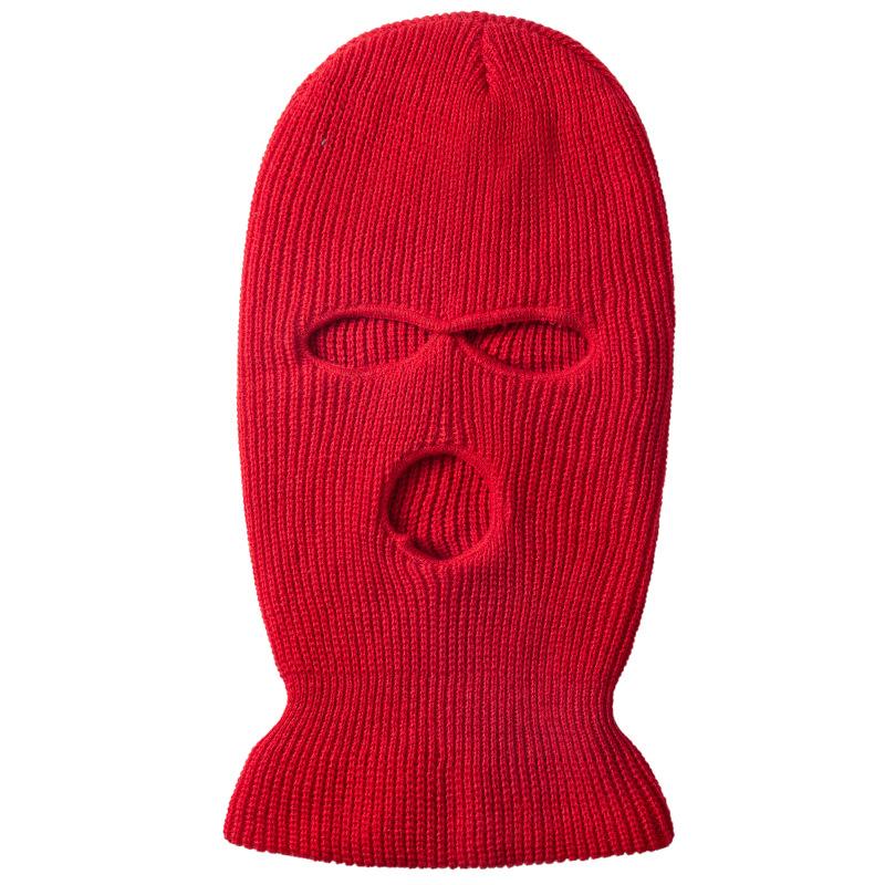 Candy Color Balaclava Funny Hat 3-Hole Ski Mask Knitted Hat Winter Warm Outdoor Cycling Windproof Mask