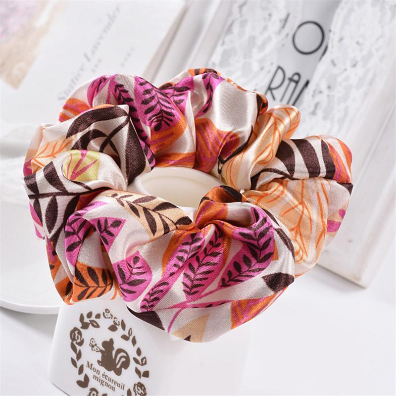 

Vintage Floral Silk Satin Scrunchies Retro Blossom Hair Ties Accessories Highly Elastic Hair Bands Women Girls Gift 17