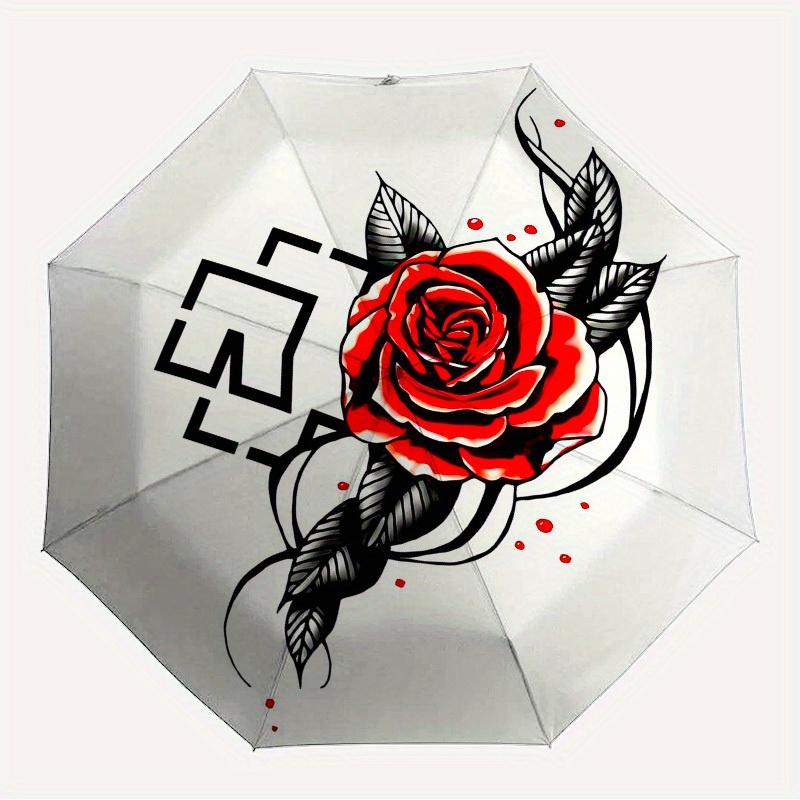 1pc Rose, Rammstein Themed High-quality Umbrella,Automatic Opening and Closing Umbrella,Multi-functional Umbrella G0811014