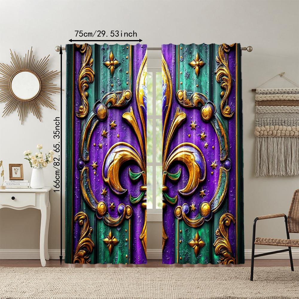 Set Of 2 Versatile Polyester Transparent Curtains Home Decoration Mardi Gras Use Bedrooms Living Rooms Curtain Ideal For Area