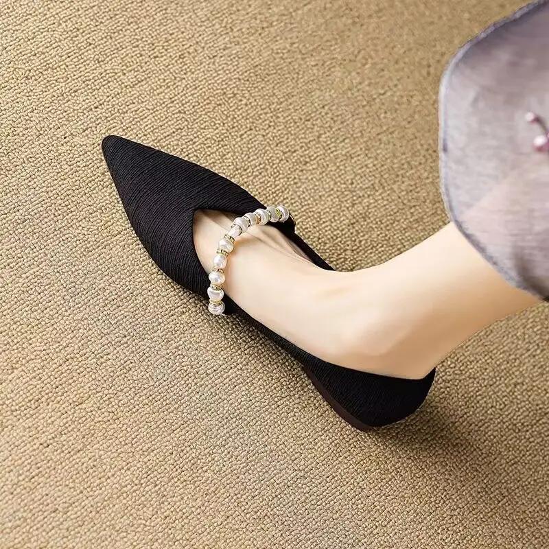 Fashion Pointed Toe Shoes for Women Lastest Woman Flats Pearl Wholesale Quick Delivery a Casual High Quality Fashion Beau Today
