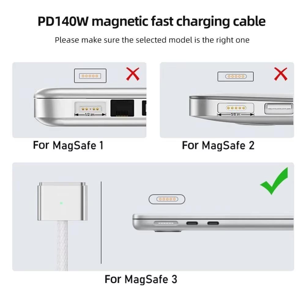 140W Type-C Female To Magsafe 3 Converter Laptop Indicator Light USB-C Magnetic Adapter Zinc Alloy Connector for MacBook Air/Pro