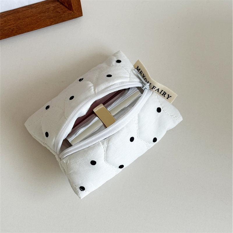 

Quilted Dot Makeup Bag for Women Girl Small Large Lipstick Brush Cosmetic Pouch Case Portable Mini Wallet Coin Purse Bags
